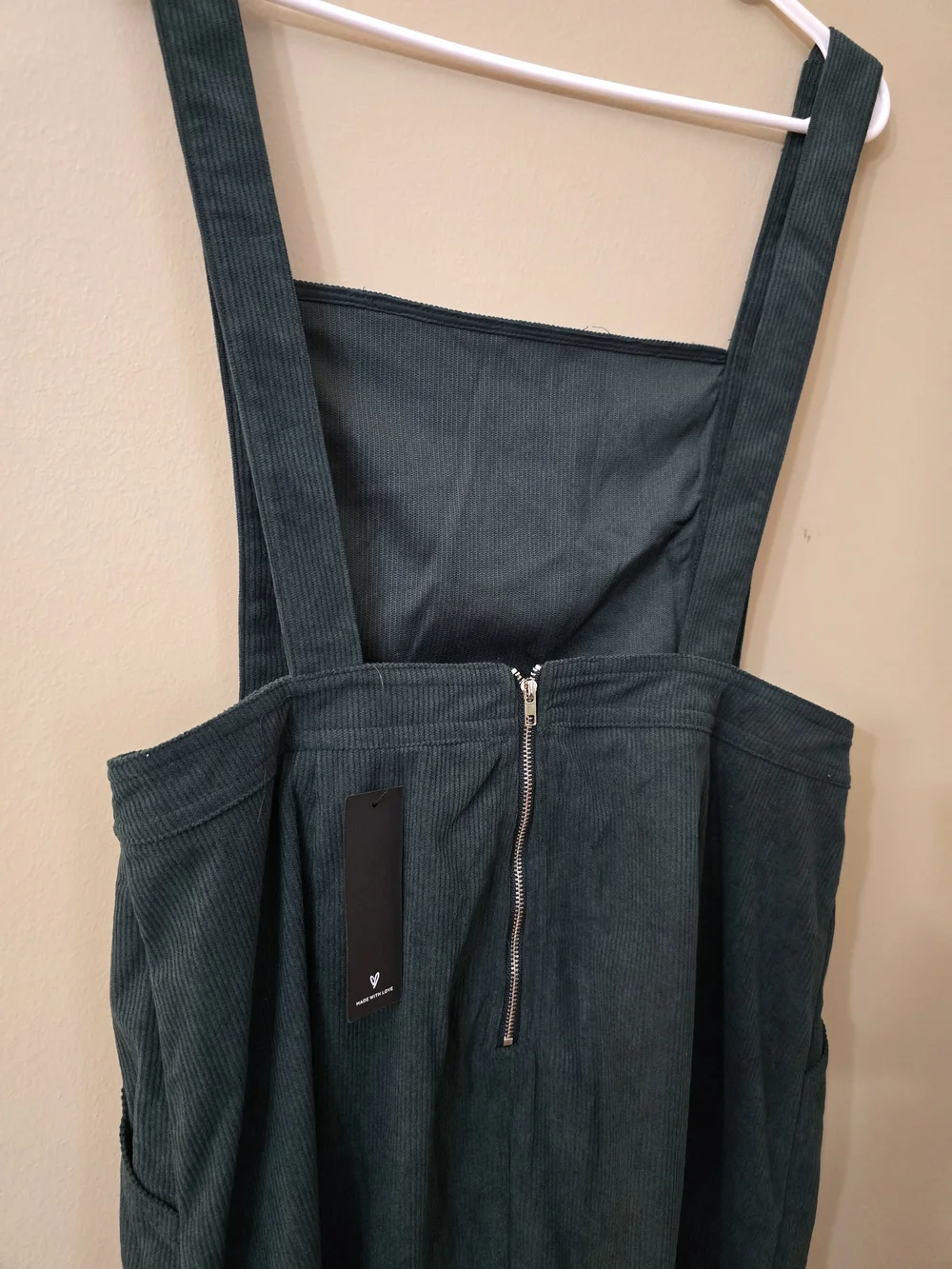 Lulu's Forest Green Corduroy Pinafore Dress Size L